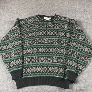VTG Robert Bruce Sweater Mens XL Green Abstract Art Hip Hop‎ Retro Nordic 90s